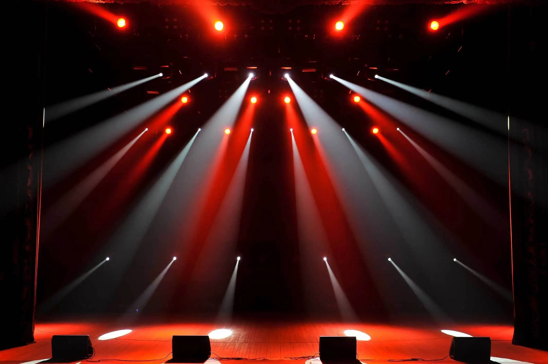 Spotlights on a stage